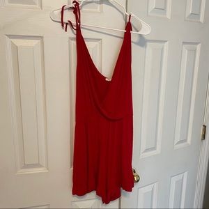 Red Tie Strap Romper